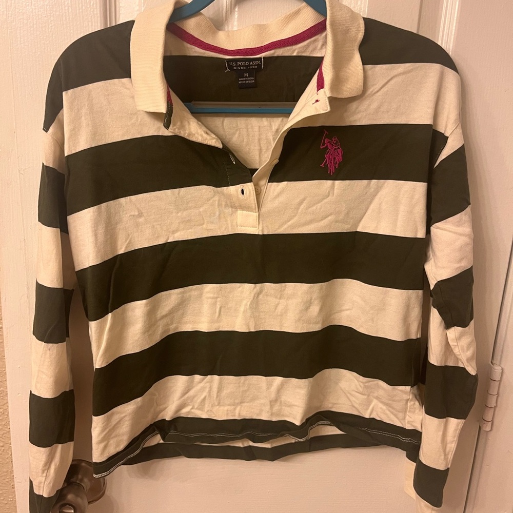 Striped Polo Shirt with Embroidered Logo